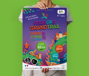 Logo Perigord Grand Trail-Affiche illustration Trail