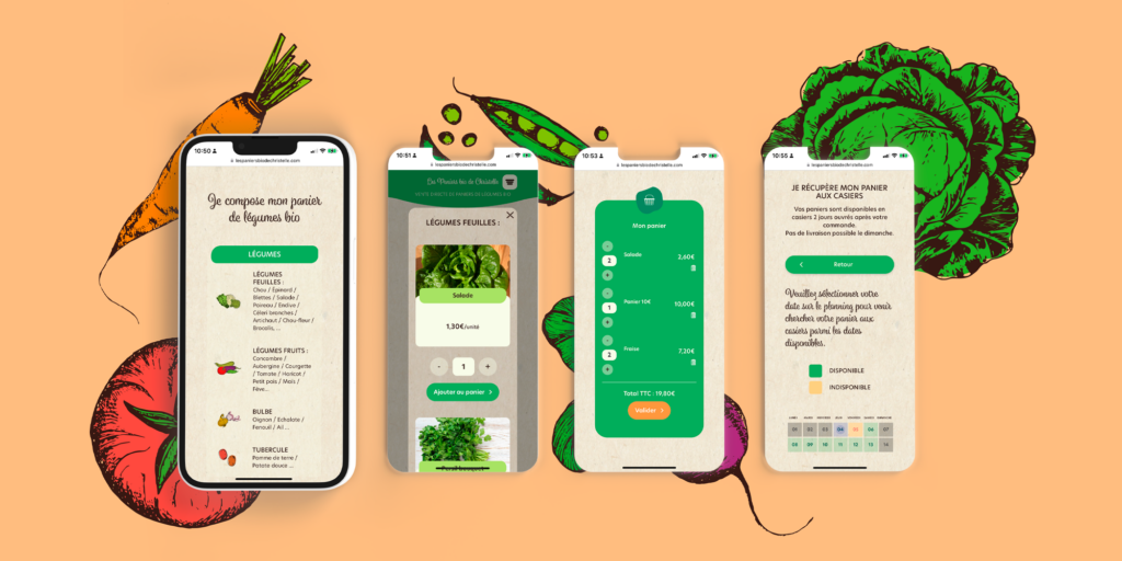 Commande sur mobile de paniers de légumes